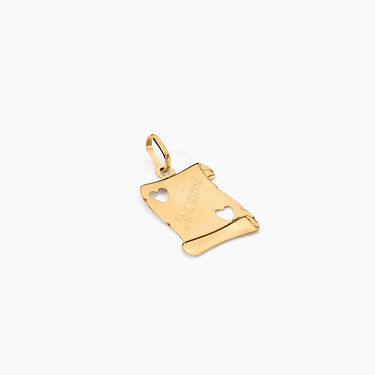 Pendentif Sirona Parchemin Message Or Jaune