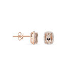 Boucles D'oreilles Puces Kloe Or Rose Morganite Et Diamant - Puces Femme | Marc Orian