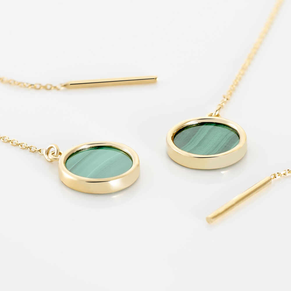 Boucles D'oreilles Pendantes Florica Or Jaune Malachite - Pendantes Femme | Marc Orian