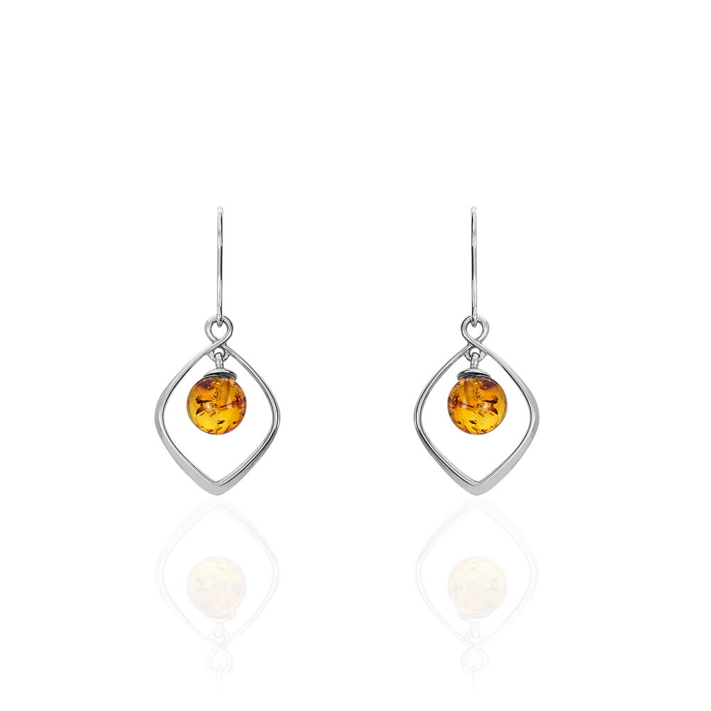 Boucles D'oreilles Pendantes Iva Argent Blanc Ambre - Pendantes Femme | Marc Orian