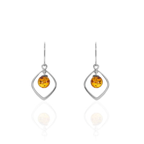 Boucles D'oreilles Pendantes Iva Argent Blanc Ambre - Pendantes Femme | Marc Orian