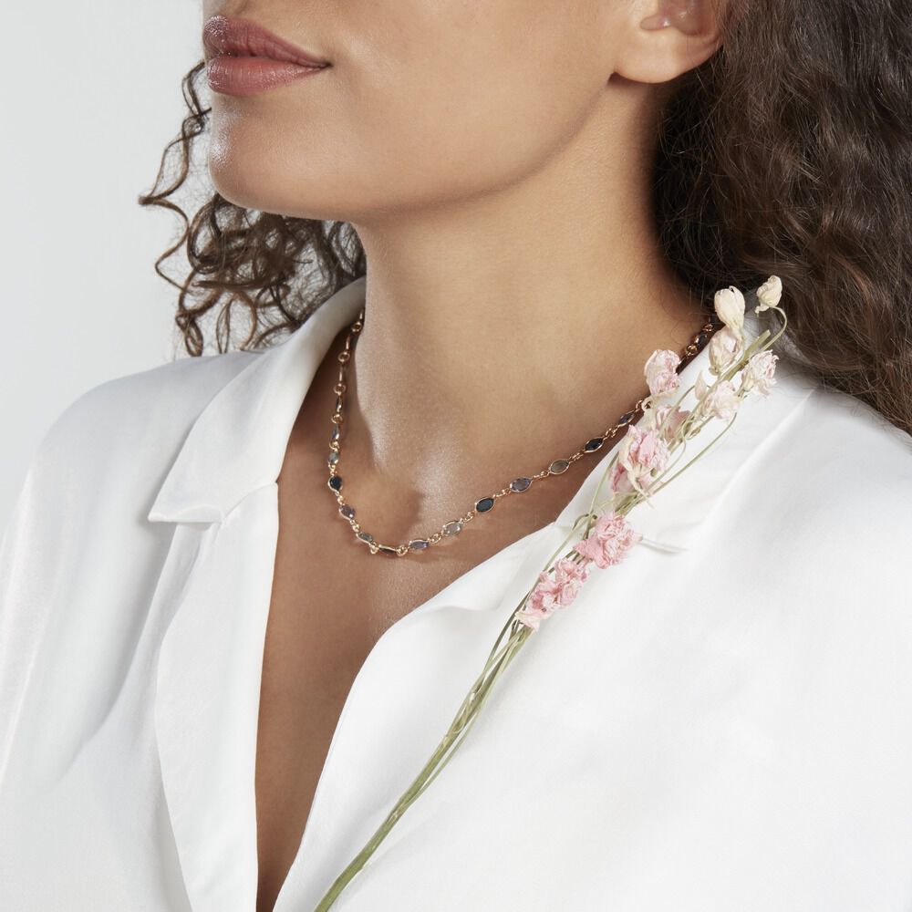 Collier Ilvaae Plaqué Or Pierre De Synthèse Bleue - Colliers avec pierres Femme | Marc Orian
