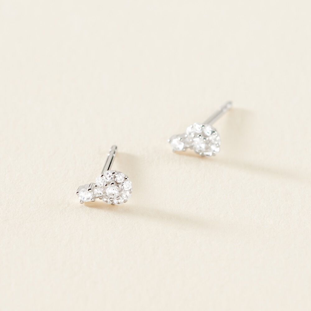 Boucles D'oreilles Puces Melyna Argent Blanc Oxyde De Zirconium - Puces Femme | Marc Orian