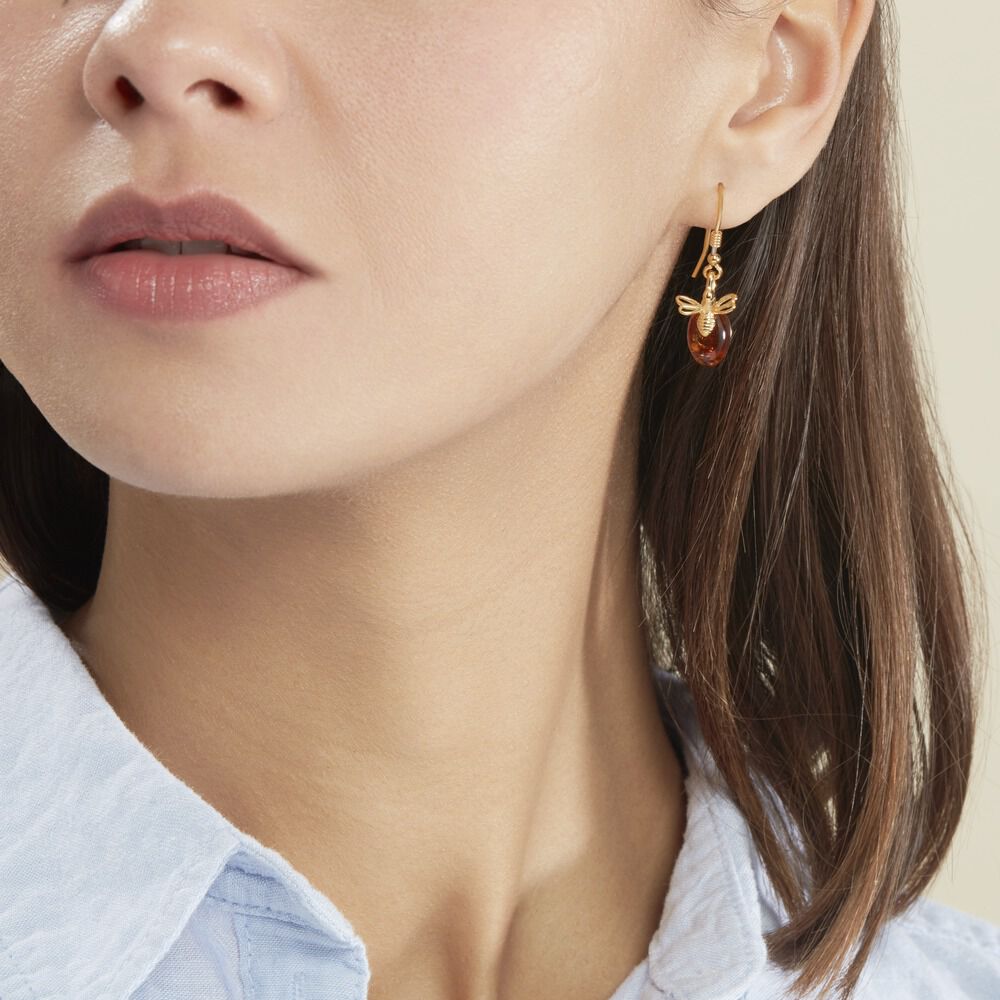 Boucles D'oreilles Pendantes Lyla Argent Jaune Ambre - Pendantes Femme | Marc Orian