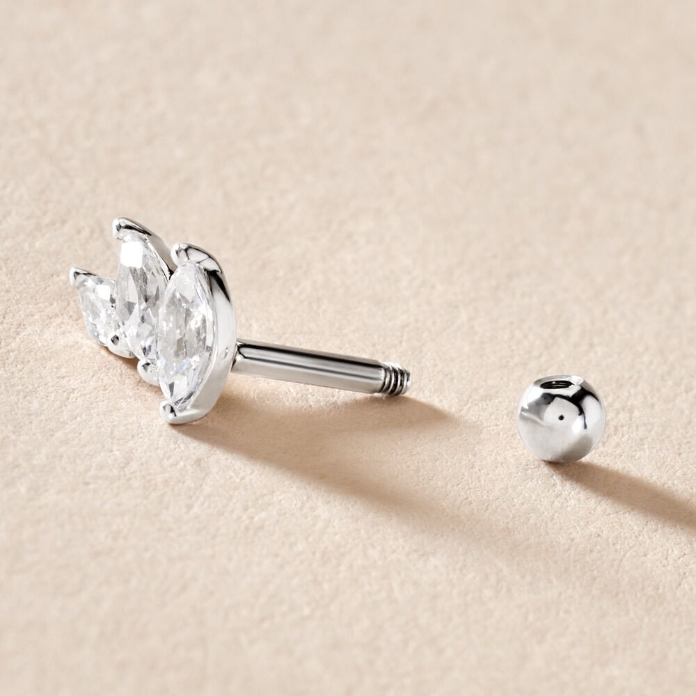 Piercing D'oreille Unitaire Fox Argent Rhodi&eacute; Oxyde De Zirconium - Piercing Conch Femme | Marc Orian