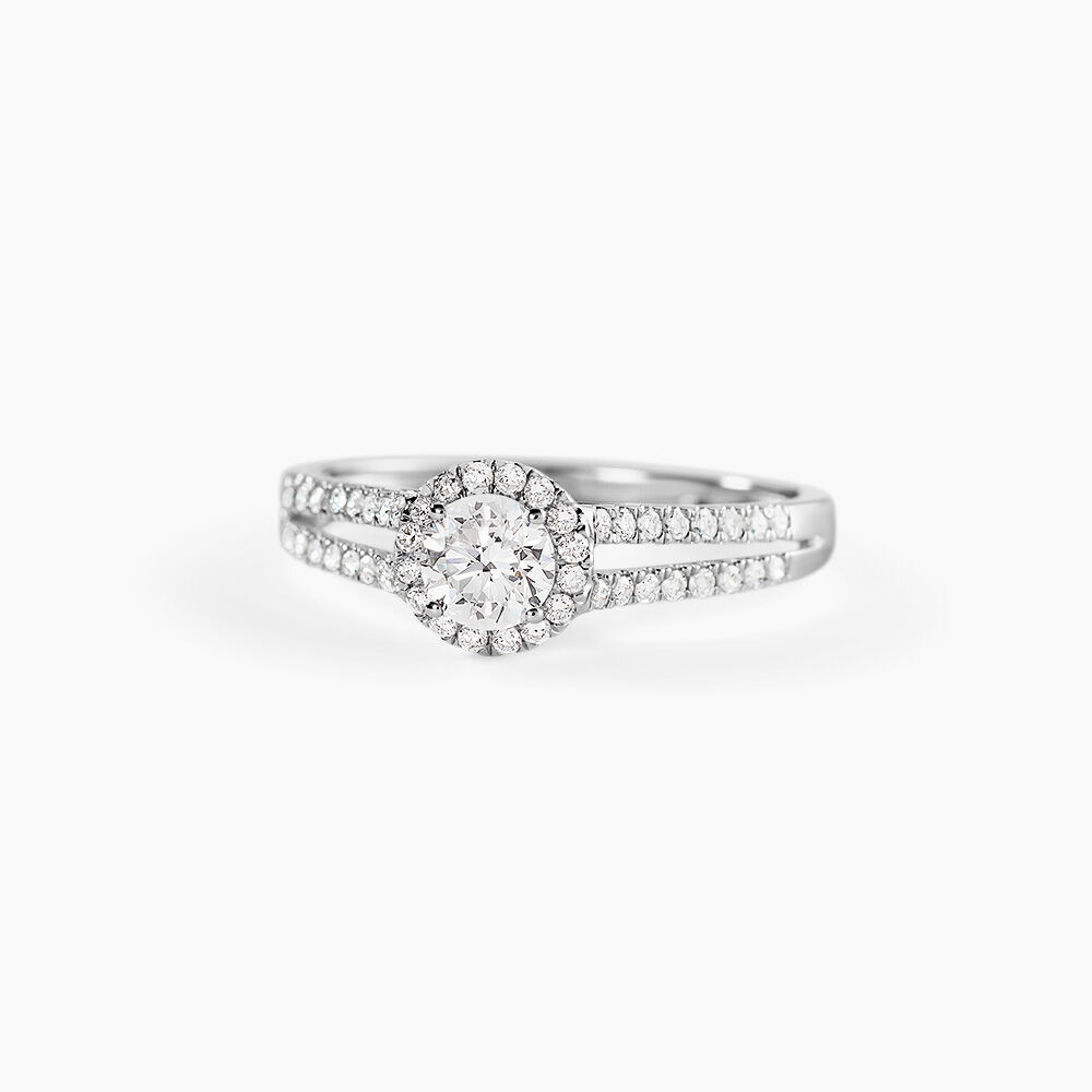 Bague Solitaire Accompagn&eacute; Sosanna Or Blanc Diamant Synth&eacute;tique - Parures de mariage Femme | Marc Orian