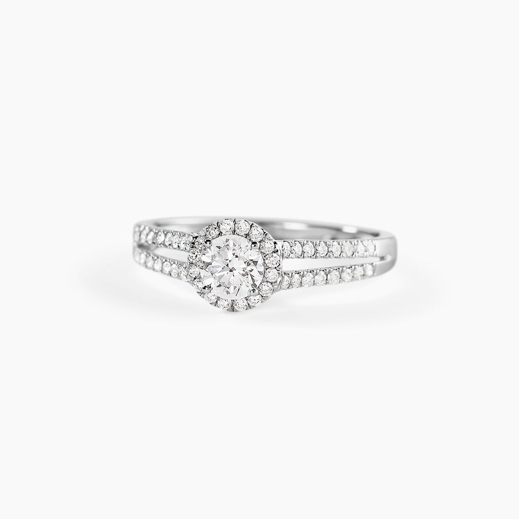 Bague Solitaire Accompagn&eacute; Sosanna Or Blanc Diamant Synth&eacute;tique - Parures de mariage Femme | Marc Orian