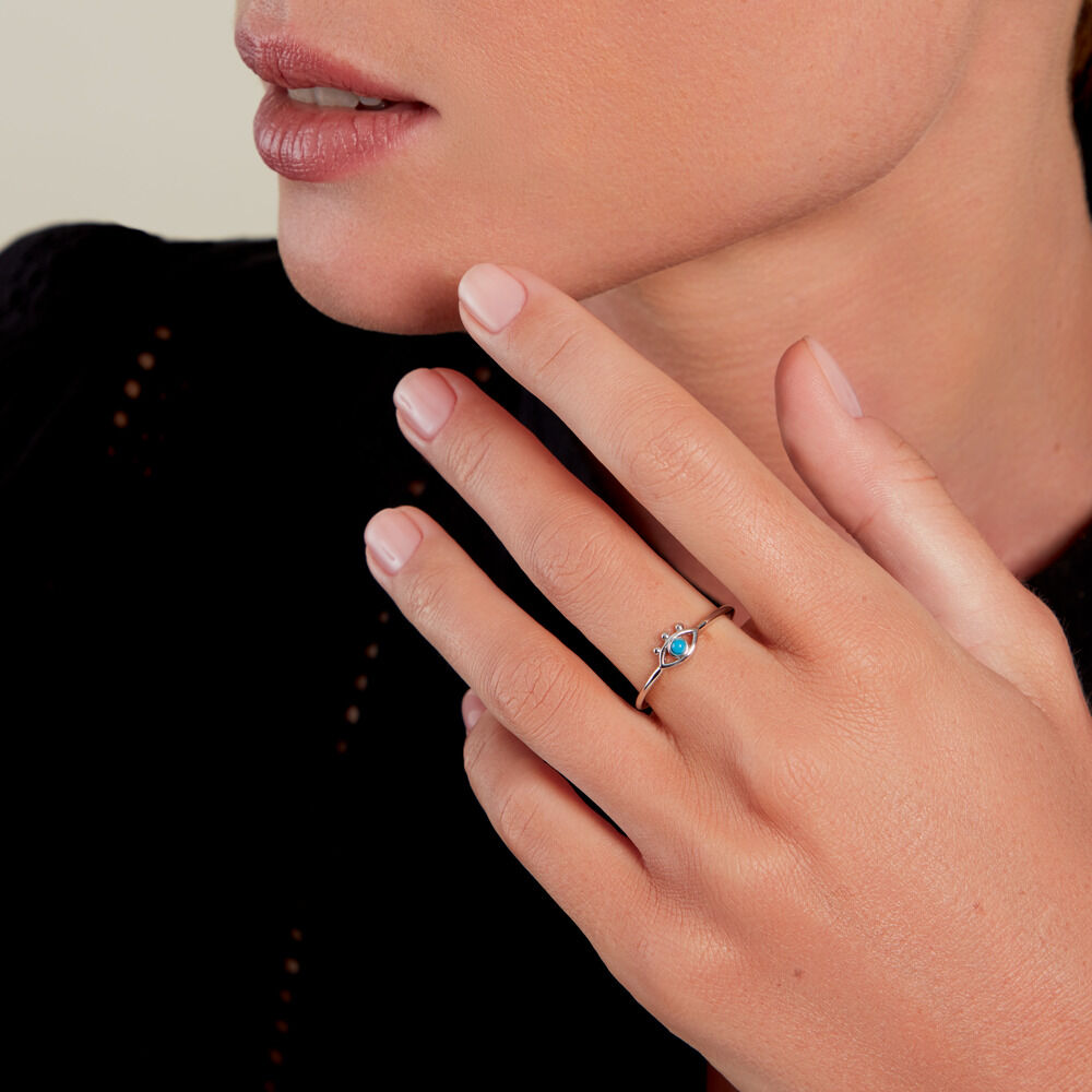 Bague Pernelle Argent Blanc Turquoise - Bagues de promesse Femme | Marc Orian