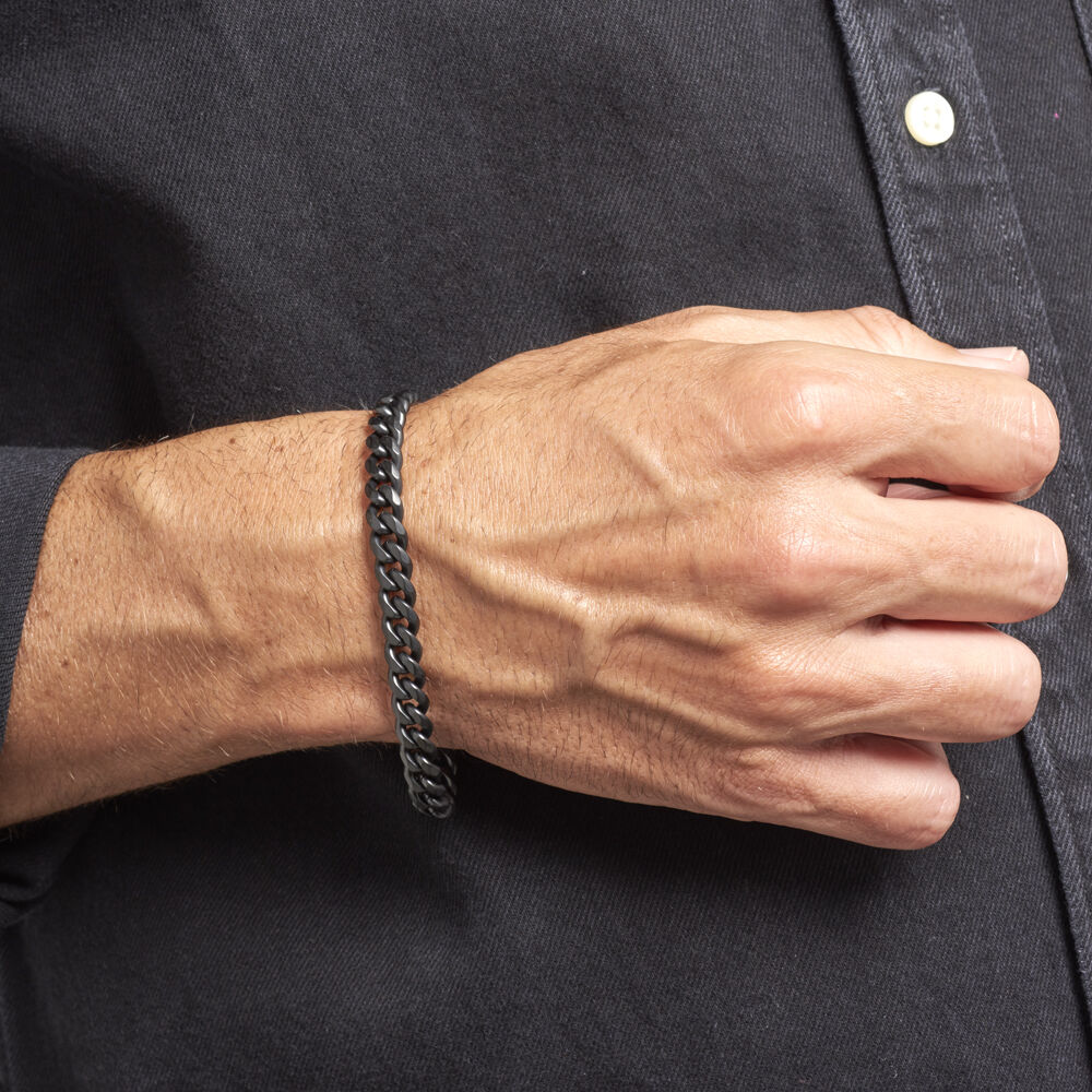 Bracelet Hipolite Maille Fantaisie Acier Noir - Bracelets chaînes Homme | Marc Orian