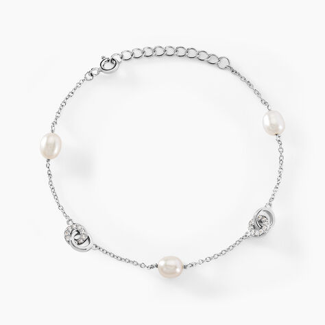 Bracelet Gaetane Argent Blanc Perle De Culture Oxyde De Zirconium - Bracelets Anneaux Entrelaces Femme | Marc Orian