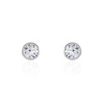 Boucles D'oreilles Puces Elda Serti Clos Or Blanc Oxyde De Zirconium - Puces Femme | Marc Orian