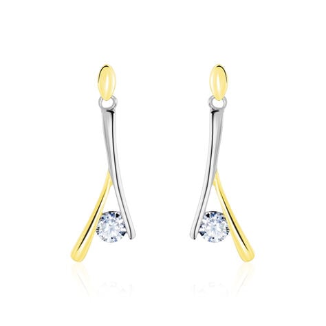 Boucles D'oreilles Pendantes Formev Or Bicolore Oxyde De Zirconium - Pendantes Femme | Marc Orian