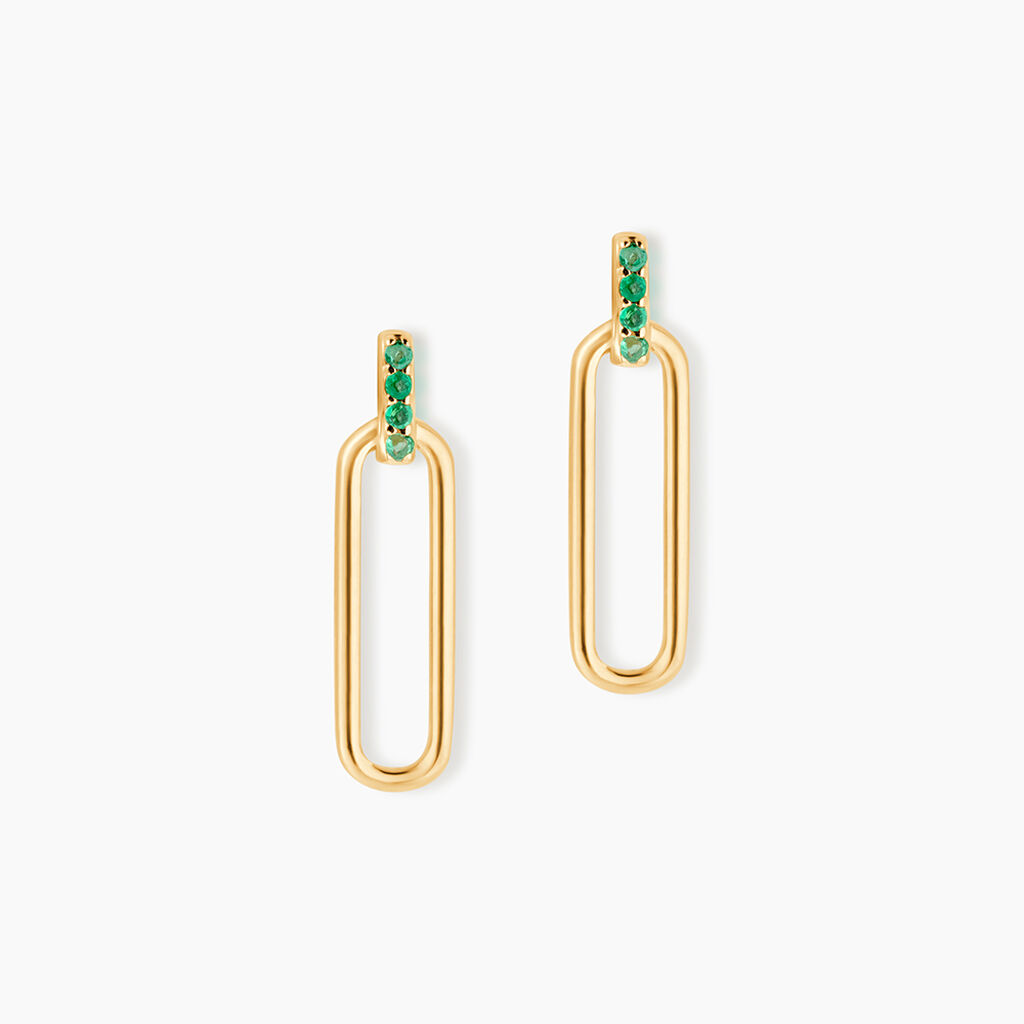 Boucles D'Oreilles Pendantes Sybel Or Jaune Emeraude - Pendantes Femme | Marc Orian