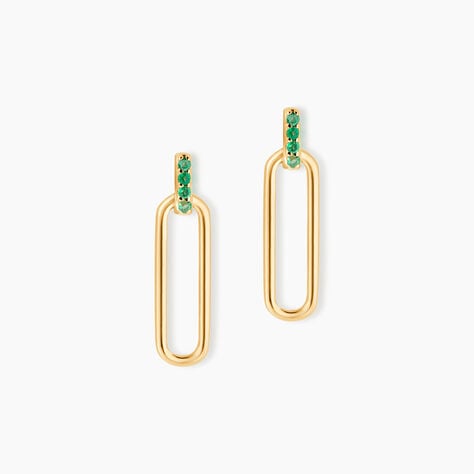 Boucles D'Oreilles Pendantes Sybel Or Jaune Emeraude - Pendantes Femme | Marc Orian