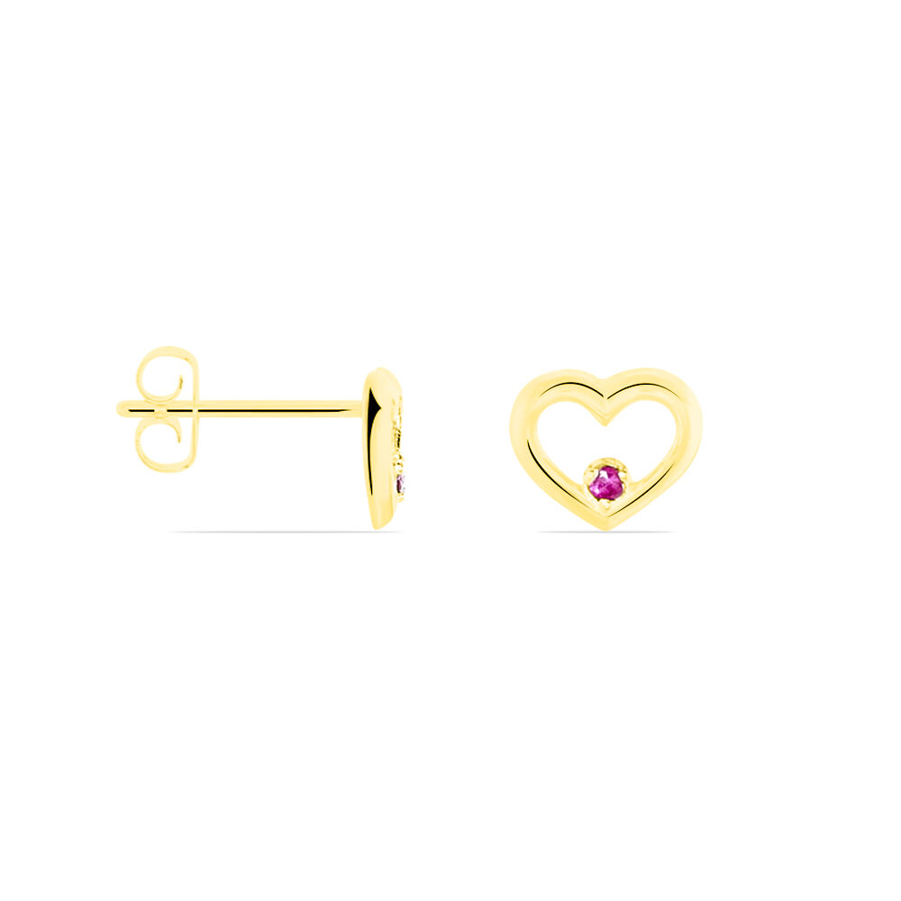 Boucles D'oreilles Puces Martella Or Jaune Rubis -  Femme | Marc Orian