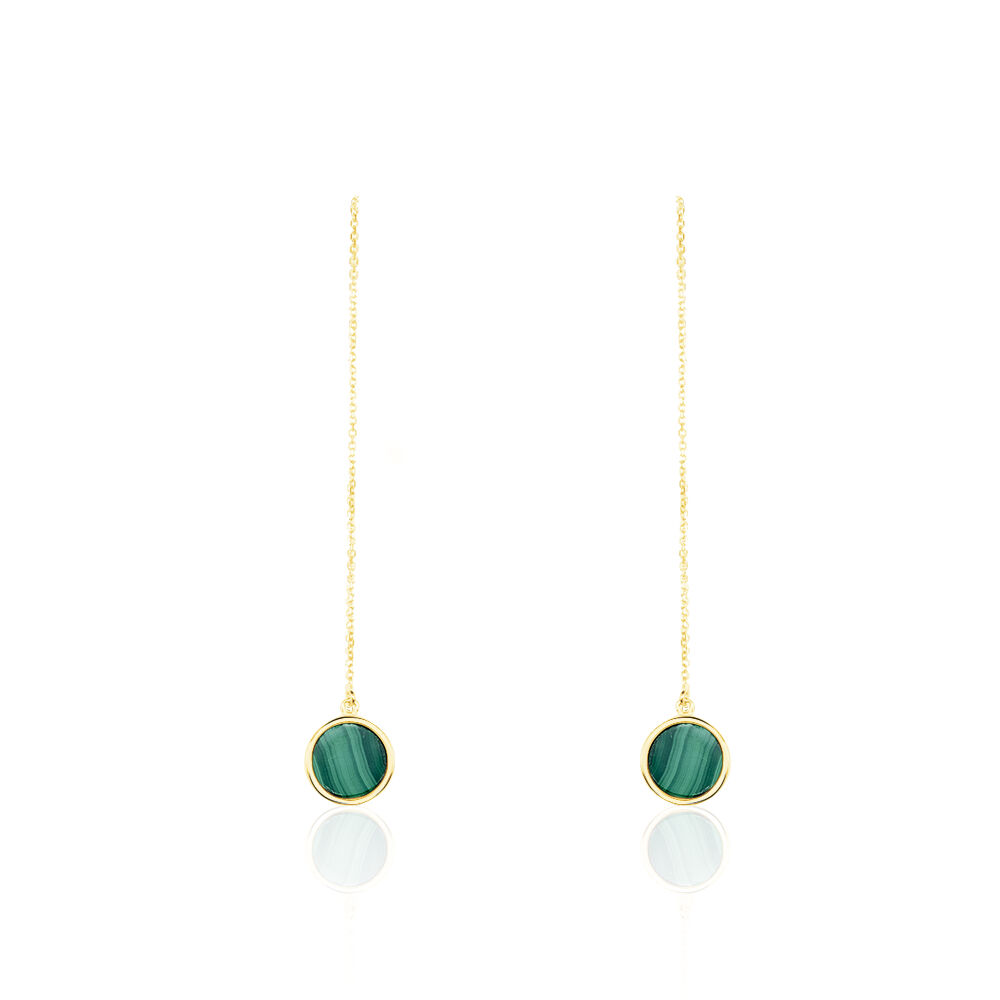 Boucles D'oreilles Pendantes Florica Or Jaune Malachite - Pendantes Femme | Marc Orian