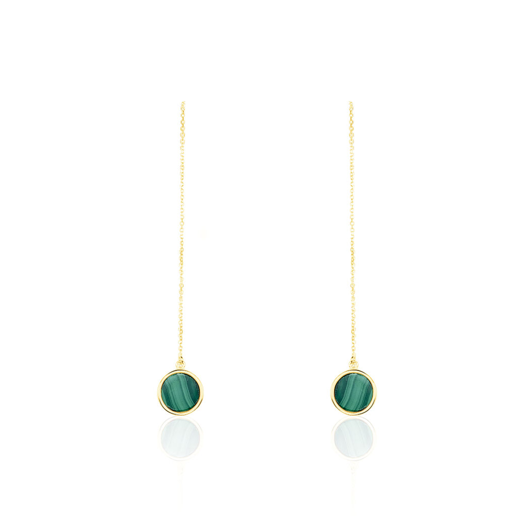 Boucles D'oreilles Pendantes Florica Or Jaune Malachite - Pendantes Femme | Marc Orian