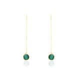 Boucles D'oreilles Pendantes Florica Or Jaune Malachite - Pendantes Femme | Marc Orian