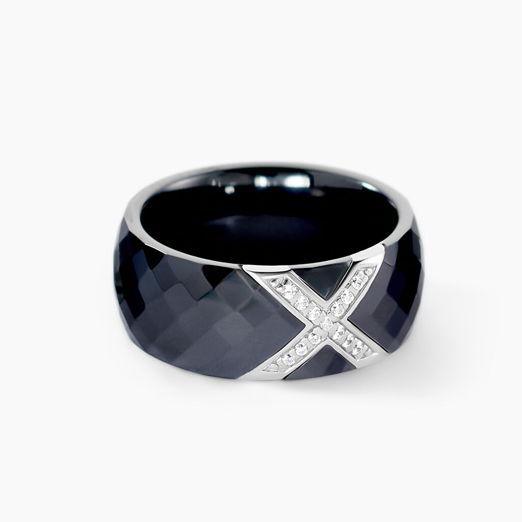 Bague Ceramique X Argent Blanc Oxyde De Zirconium Et C&eacute;ramique - Bagues avec pierre Femme | Marc Orian