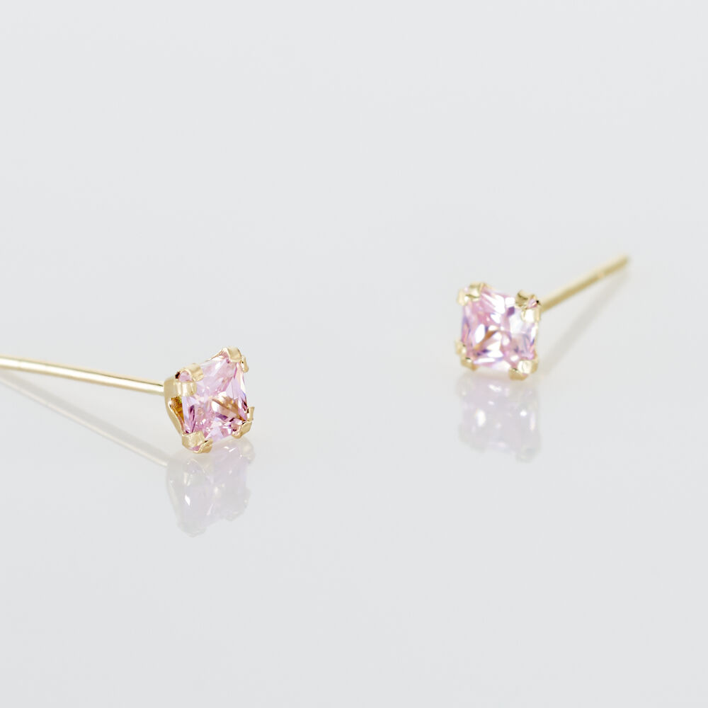Boucles D'oreilles Puces Doreen Carre Or Jaune Oxyde De Zirconium - Puces Famille | Marc Orian