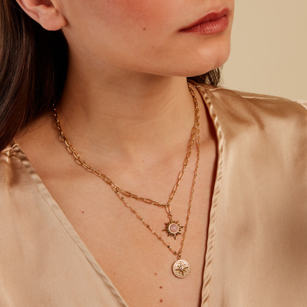 Collier Acier Doré Quartz - Colliers avec pierres Femme | Marc Orian