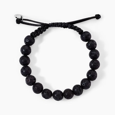 Bracelet Phebus Him Cordon Noir Pierre De Lave - Bracelets cordons Homme | Marc Orian