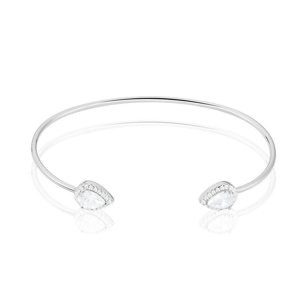 Bracelet Jonc Maddie Argent Blanc Oxyde De Zirconium - Bracelets joncs Femme | Marc Orian