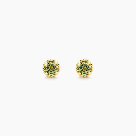 Boucles D'Oreilles Puces Argent Jaune 925/1000 Cercle P&eacute;ridot Vert - Puces Femme | Marc Orian