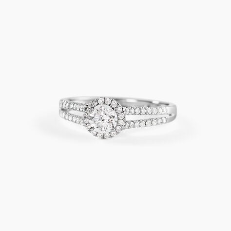 Bague Solitaire Accompagn&eacute; Sosanna Or Blanc Diamant Synth&eacute;tique - Solitaires Femme | Marc Orian