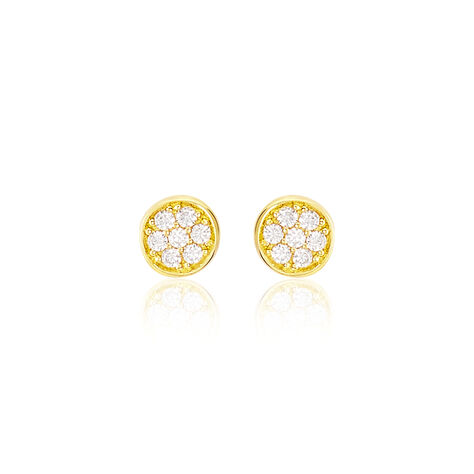 Boucles D'oreilles Puces Dorie Pastille Serti Clos Or Jaune Oxyde - Puces Femme | Marc Orian