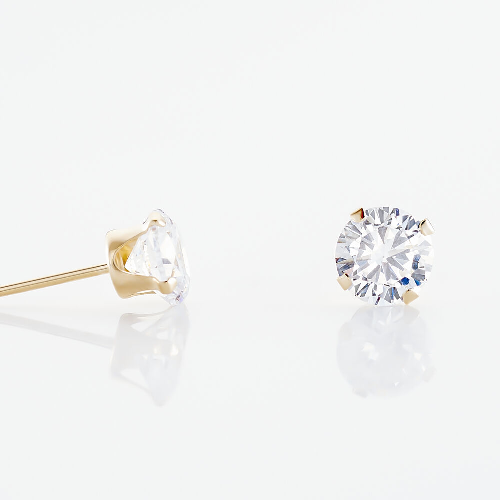 Boucles D'oreilles Puces Eddie Or Jaune Oxyde De Zirconium - Puces Femme | Marc Orian