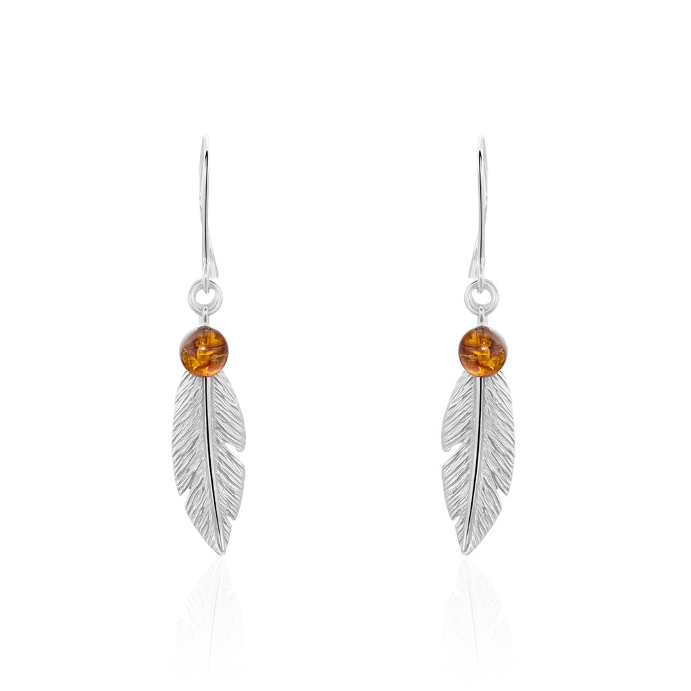 Boucles D'oreilles Pendantes Argent Blanc Adriane Ambres - Pendantes Femme | Marc Orian