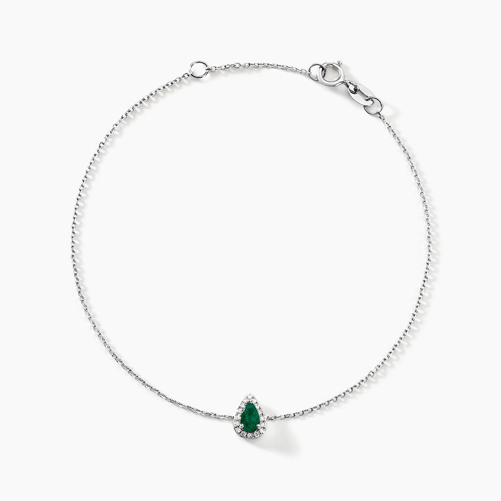 Bracelet Juliettina Or Blanc Emeraude Et Diamant - Bracelets cha&icirc;nes Femme | Marc Orian