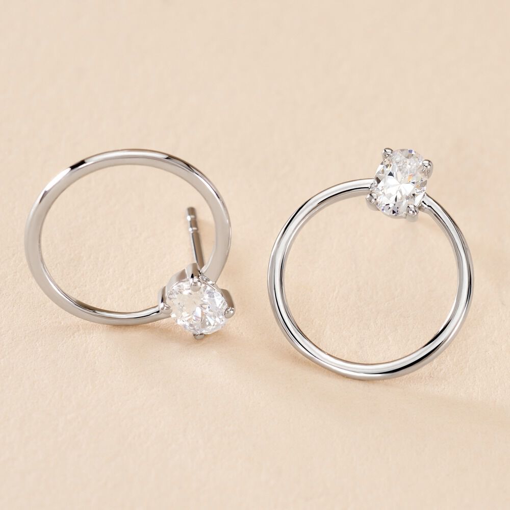 Créoles Kip Or Blanc Oxyde De Zirconium - Créoles Femme | Marc Orian