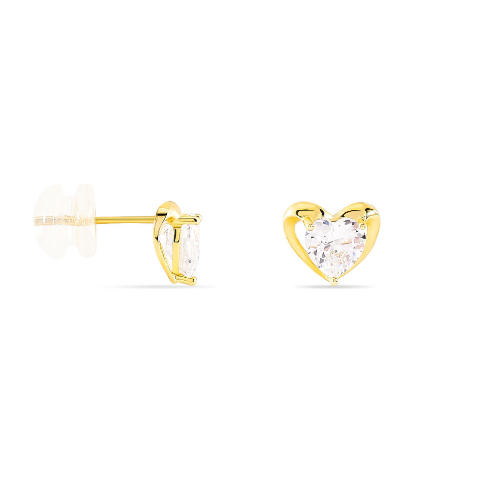 Boucles D'oreilles Puces Daria Coeur Plein Or Jaune Oxyde De Zirconium - Puces Femme | Marc Orian