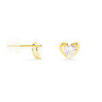 Boucles D'oreilles Puces Daria Coeur Plein Or Jaune Oxyde De Zirconium - Puces Femme | Marc Orian
