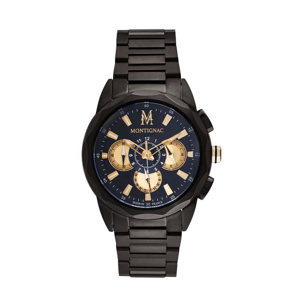 Montre Montignac Round Multifonction Noir - Montres étanches Homme | Marc Orian