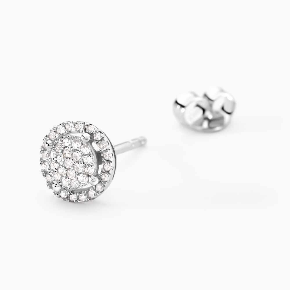 Boucles D'oreilles Puces Soleil D'hiver Or Blanc Diamant - Puces Femme | Marc Orian