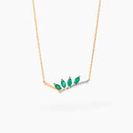 Collier Navette Or Jaune Emeraude Diamant - Colliers avec pierres Femme | Marc Orian
