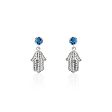 Boucles D'oreilles Pendantes Fidelma Argent Blanc Spinelle Oxyde - Pendantes Femme | Marc Orian