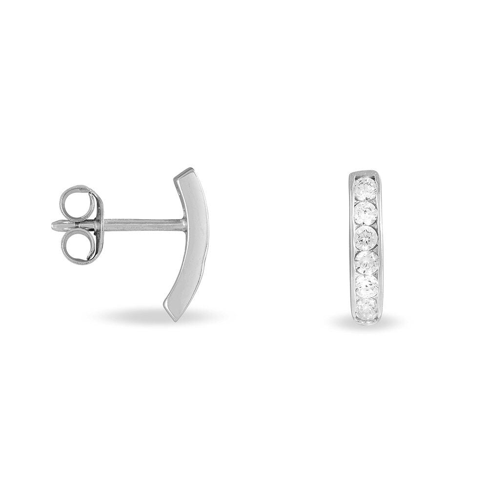 Créoles Callyste Rondes Argent Blanc Oxyde De Zirconium - Puces Femme | Marc Orian