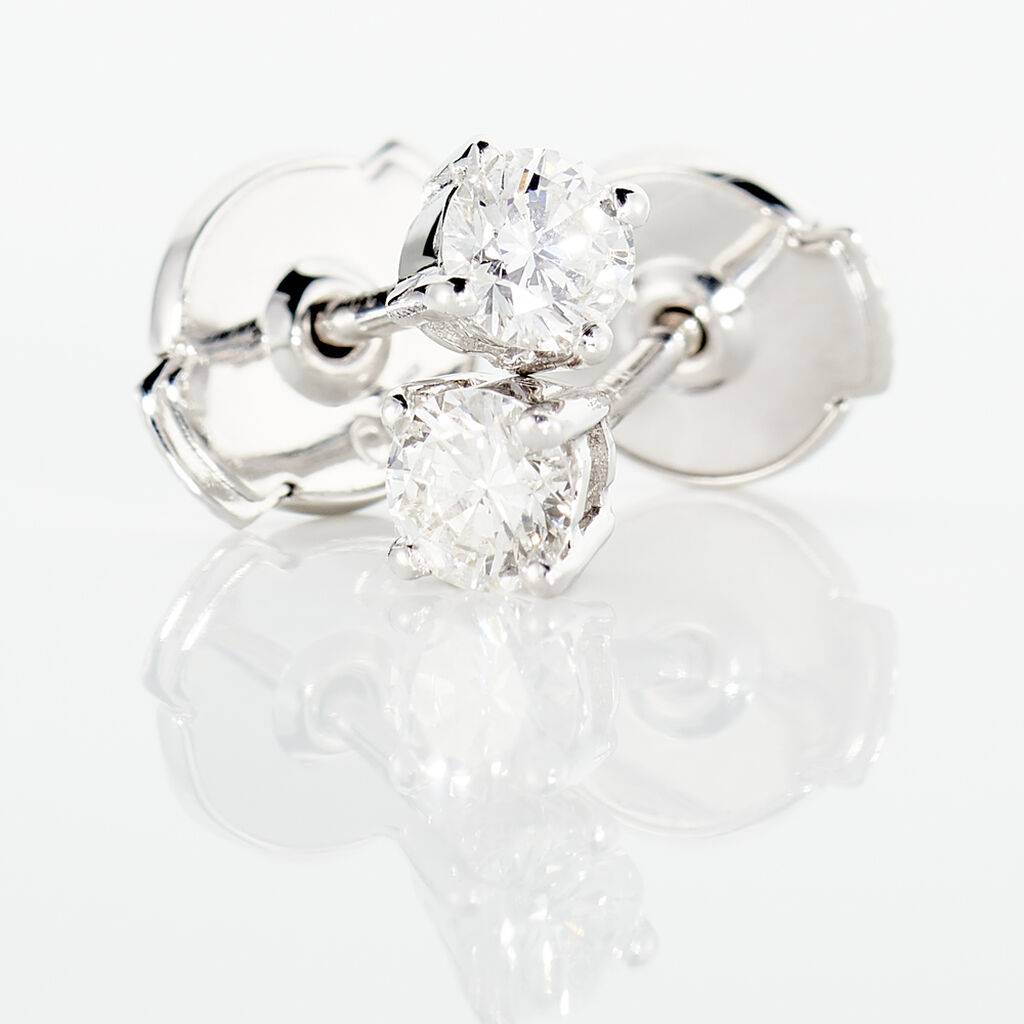 Boucles D'oreilles Or Blanc Victoria Puces Diamants - Clous d'oreilles Femme | Marc Orian
