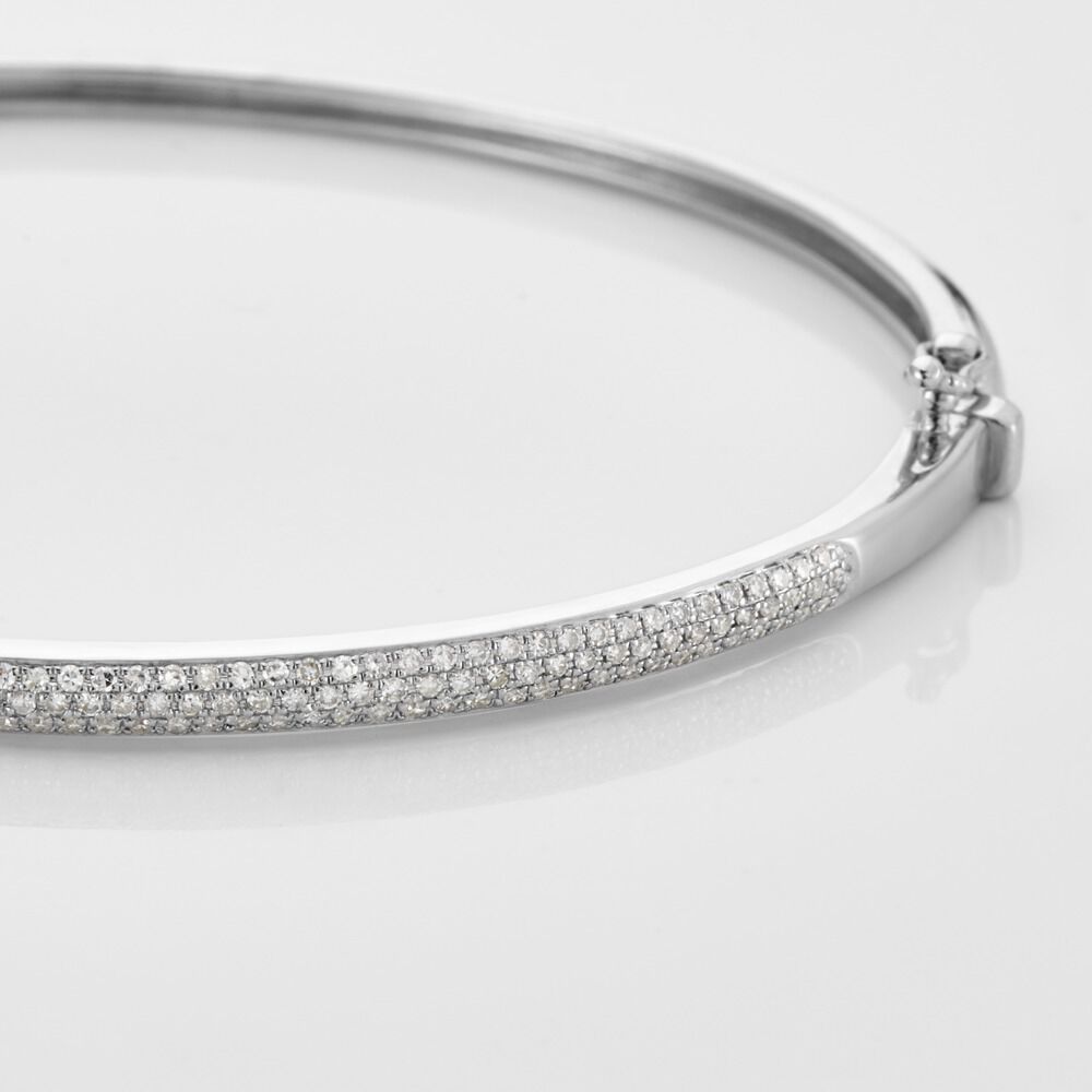 Bracelet Jonc Or Blanc Stasya Diamants - Bracelets joncs Femme | Marc Orian