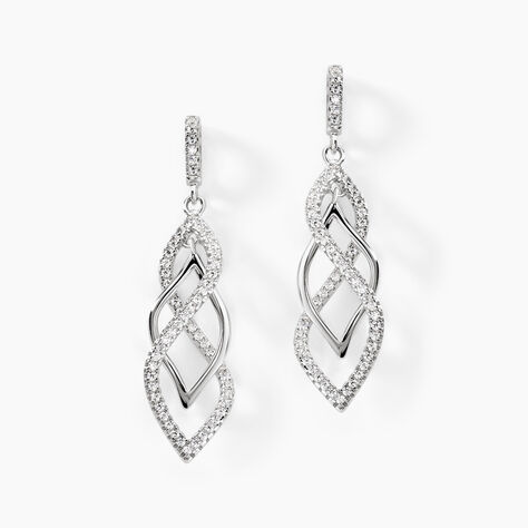 Boucles D'oreilles Pendantes Malika Argent Blanc Oxyde De Zirconium - Pendantes Femme | Marc Orian