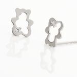 Boucles D'oreilles Puces Eusebia Ours Or Blanc Oxydes - Puces Enfant | Marc Orian