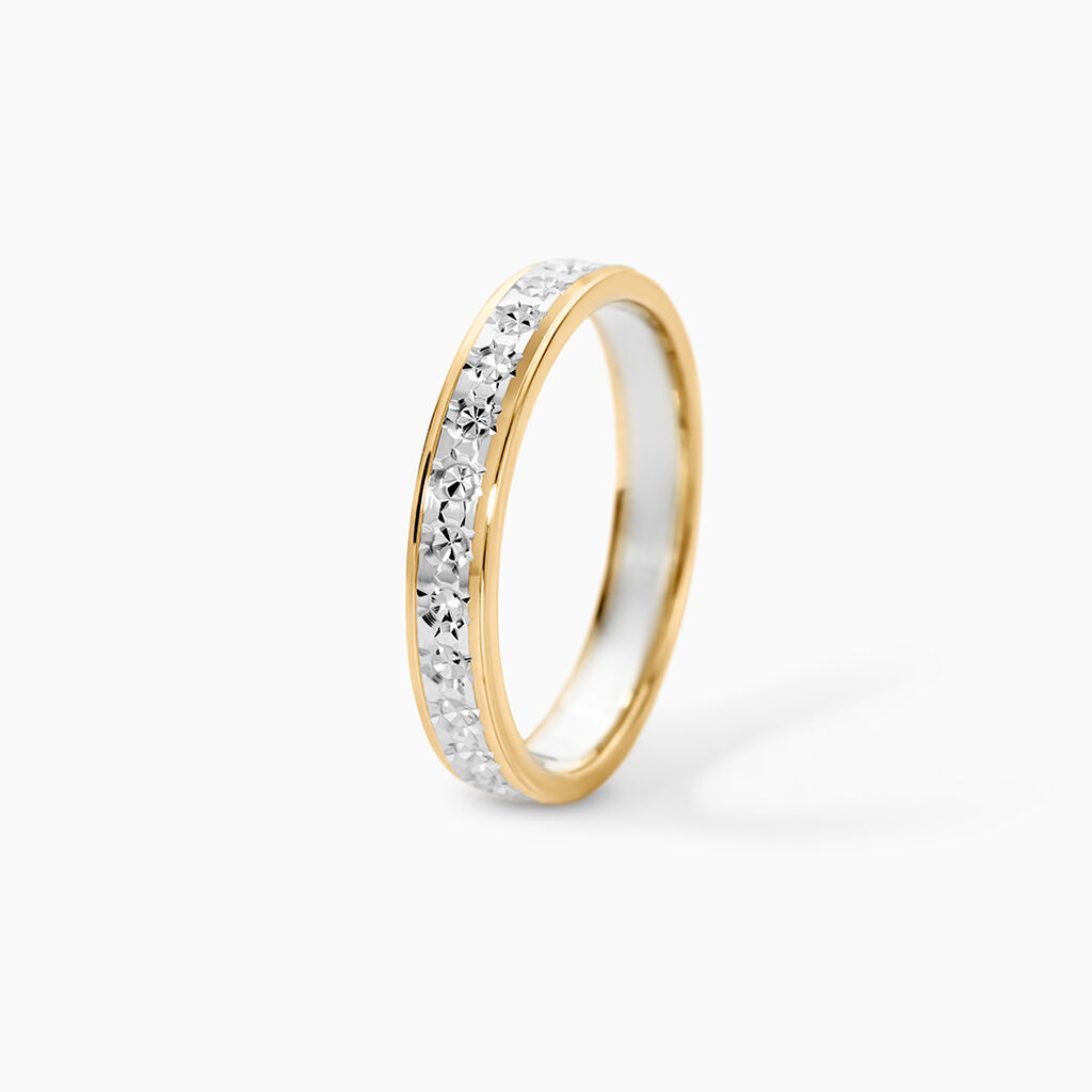 Alliance Grain De Folie Diamantee Ruban Plat Or Bicolore - Alliances duo Unisex | Marc Orian