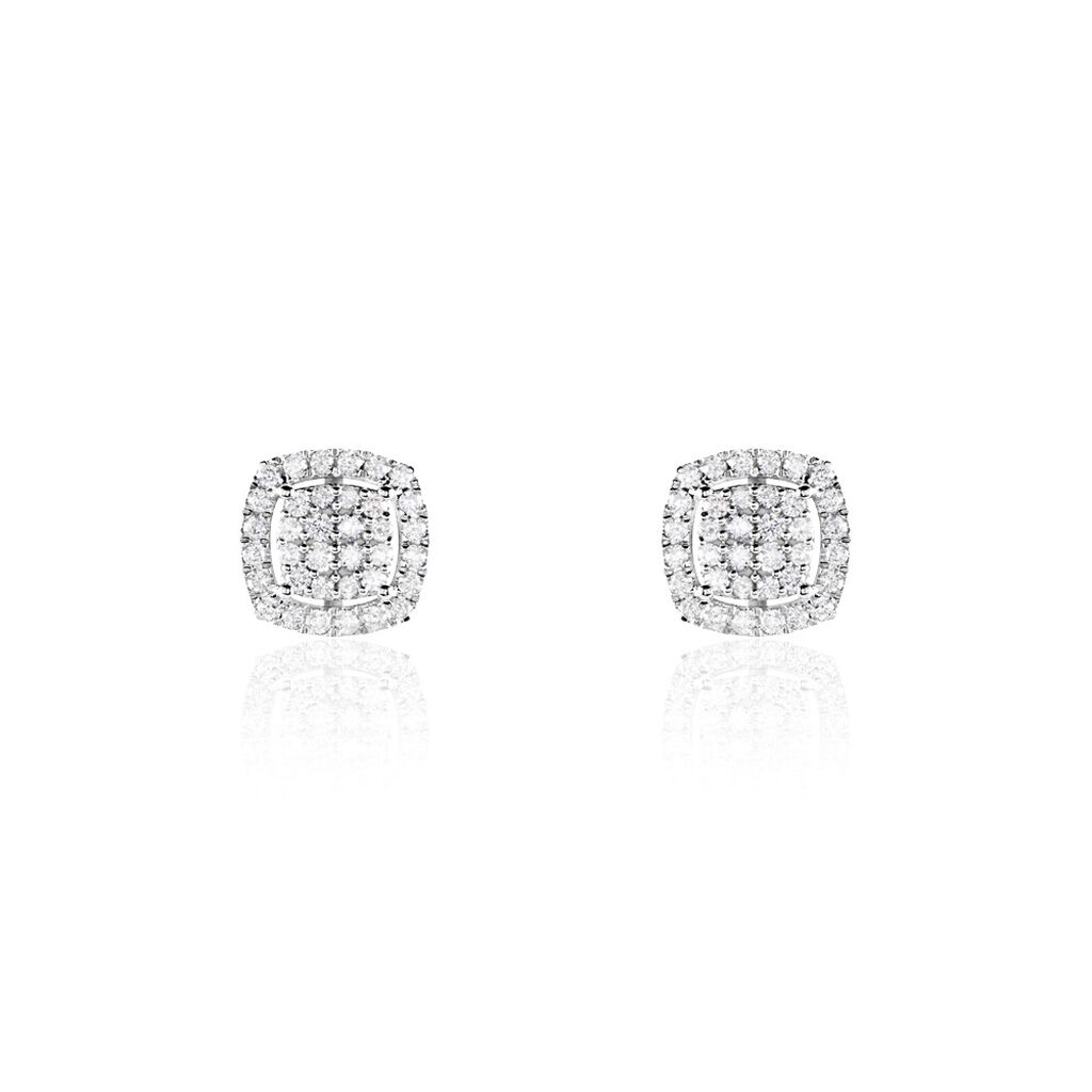 Boucles D'oreilles Puces Or Blanc Naveen Diamants Synthétiques - Clous d'oreilles Femme | Marc Orian