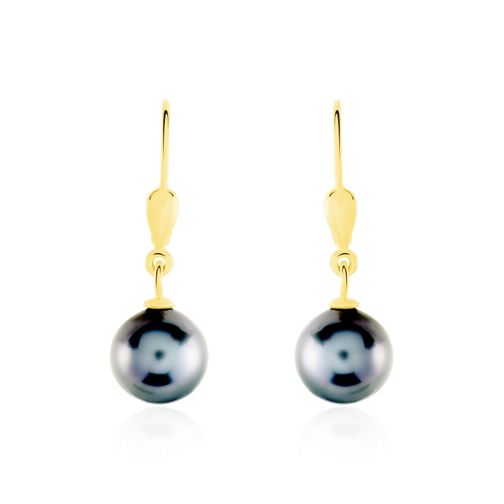 Boucles D'oreilles Puces Baroque Dormeuse Or Jaune Perle De Tahiti - Pendantes Femme | Marc Orian
