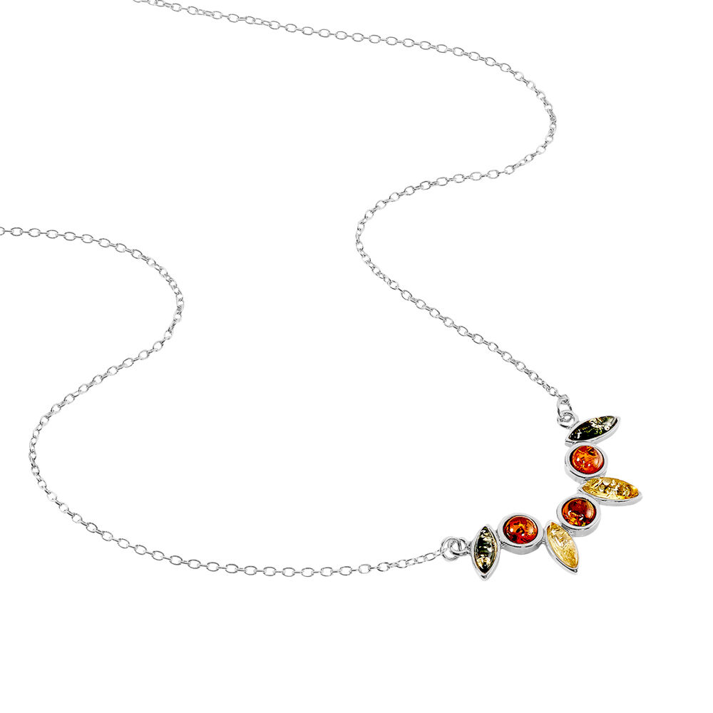 Collier Argent Blanc Sylvaincine Ambre - Colliers avec pierres Femme | Marc Orian