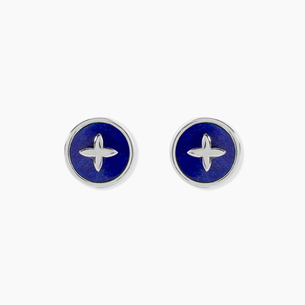 Boucles D'Oreilles Puces Talismania Argent Blanc Lapis Lazuli - Puces Femme | Marc Orian